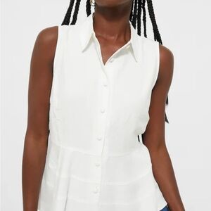 Tuckernuck / Pomander Place White Sleeveless Ashlen Rayon Peplum Blouse Top